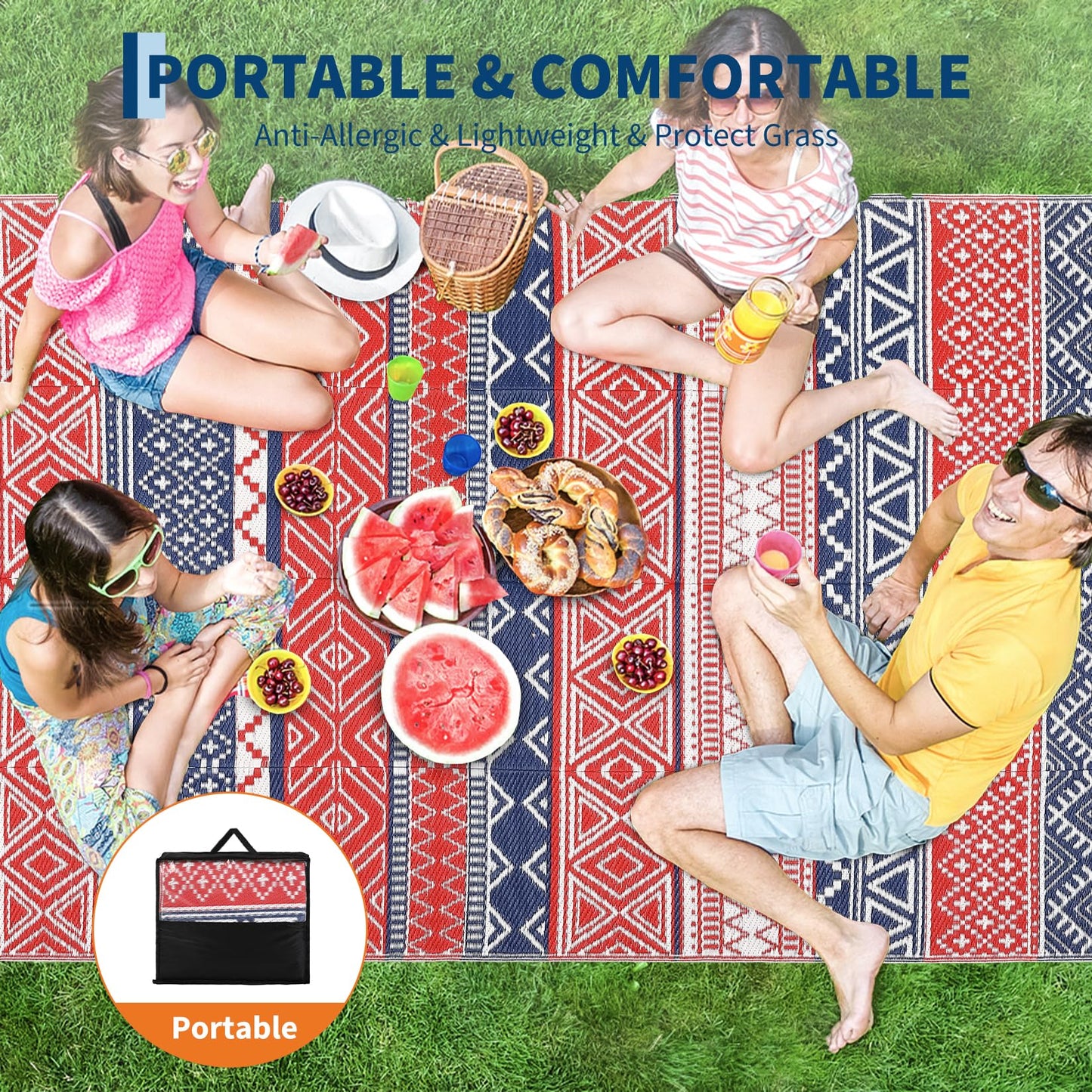 Garvee Outdoor Rug,Outdoor Plastic Straw Rug,Outdoor Rugs 8x10 for Patios Clearance Waterproof Patio Rug, Camping Rugs for Outside Rv,Grey Recyclable Woven Rugs for Yard, Deck