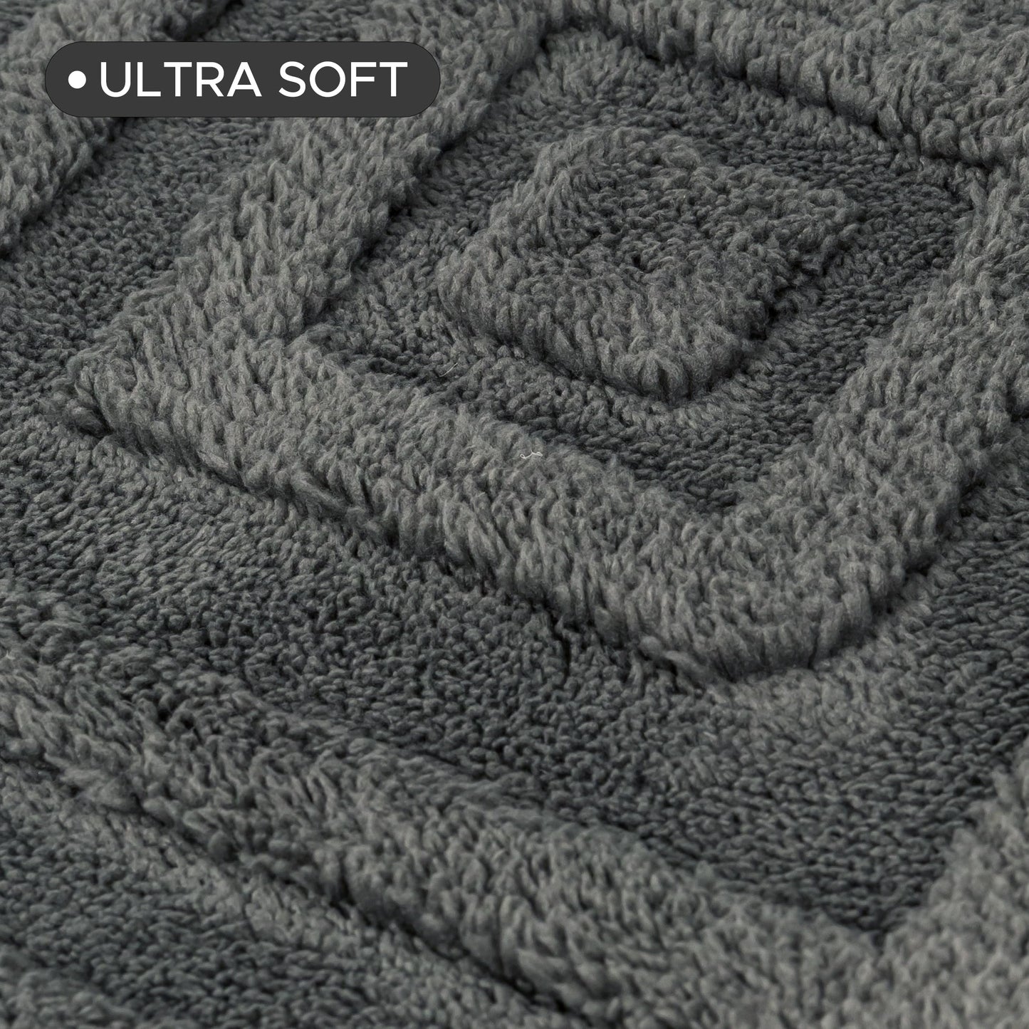 Sunlit Square Bathroom Rug 32x32, Soft Absorbent Bath Mat, Washable Bathroom Mat, Non-Slip Square Bath Rug, Cozy Shower Rugs Bathmat, Subtle High-Low Pile Jacquard Pattern, Diamond Pewter Green