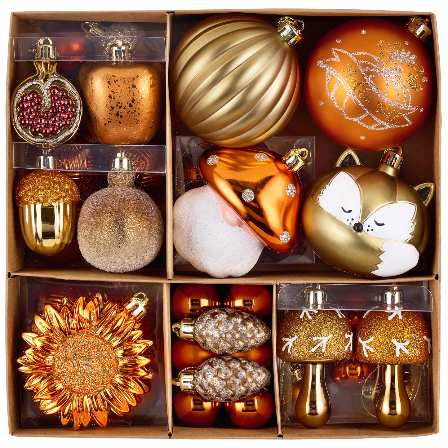 Valery Madelyn Fall Tree Ornaments for Home, 50ct Shatterproof Fall Tree Decorations Orange Hanging Ball Gnome Decor for Harvest Thanksgiving Autumn
