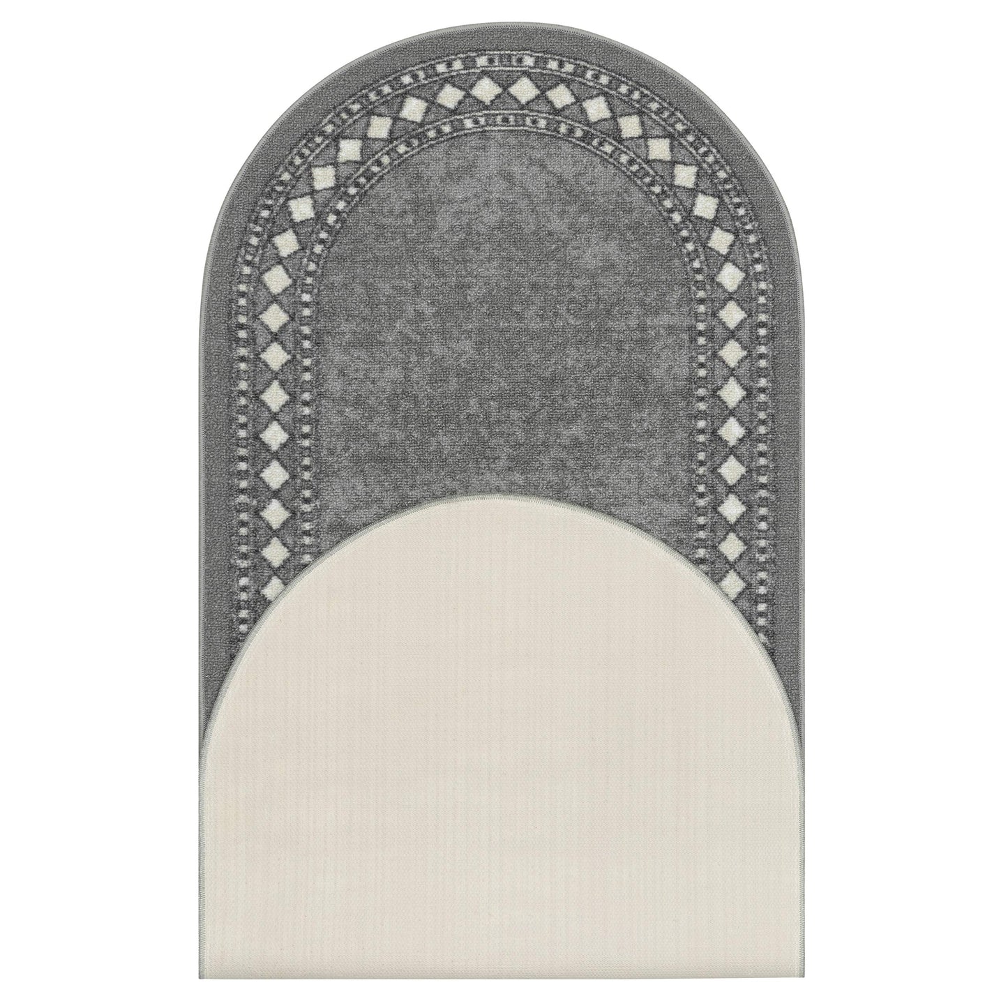 Antep Rugs Alfombras Modern Bordered 2x5 Non-Skid (Non-Slip) Low Profile Pile Rubber Backing Kitchen Area Rugs (Gray, 2' x 5' Oval)