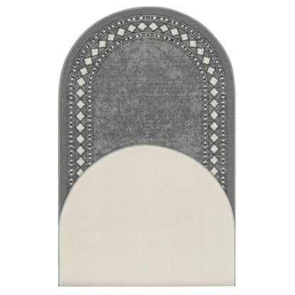 Antep Rugs Alfombras Modern Bordered 2x5 Non-Skid (Non-Slip) Low Profile Pile Rubber Backing Kitchen Area Rugs (Gray, 2' x 5' Oval)