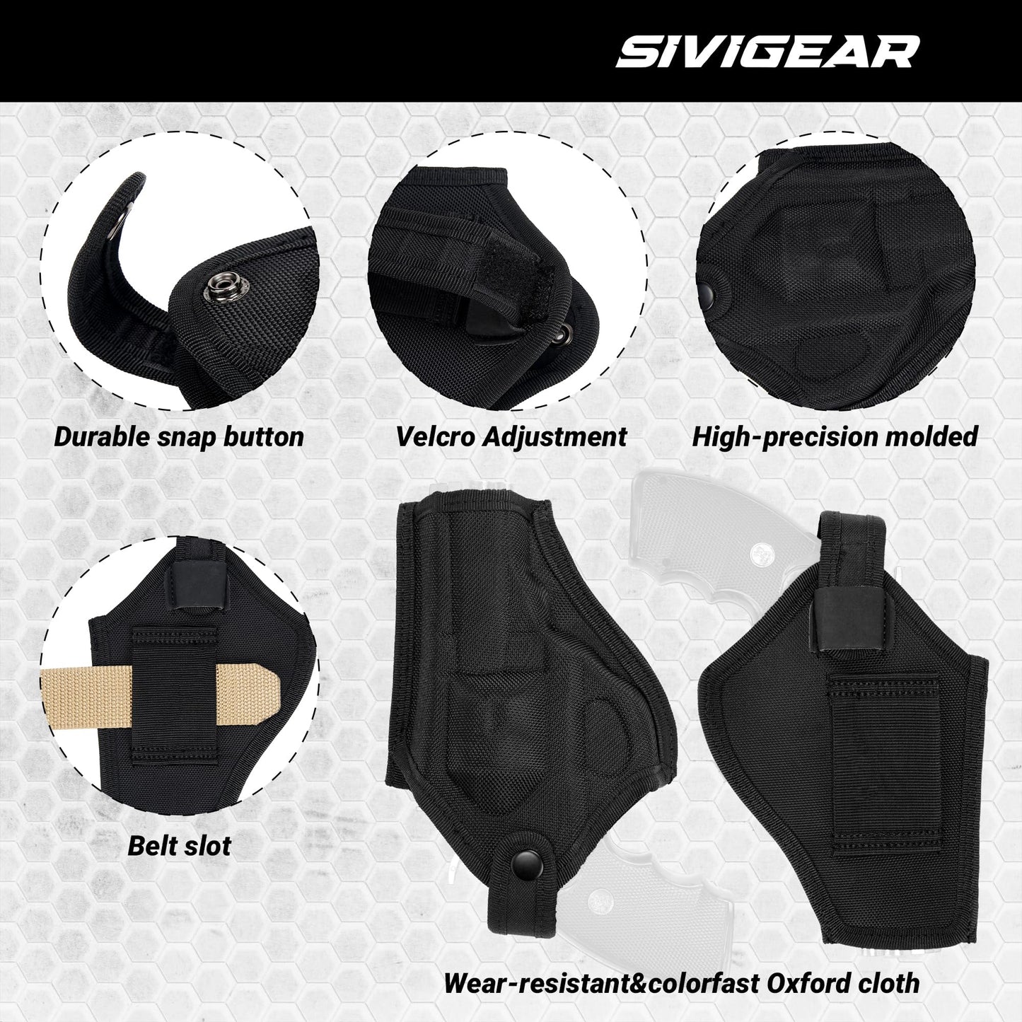 Tactical Universal Revolver Holster, Oxford Gun Holster with Widen Enlarge Quick Pull, Concealed Pistol Carry for Hunting Accessories