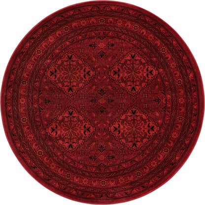 Rugs.com Bokhara Collection Rug – 5 Ft Round Red Medium-Pile Rug Perfect for Kitchens, Dining Rooms
