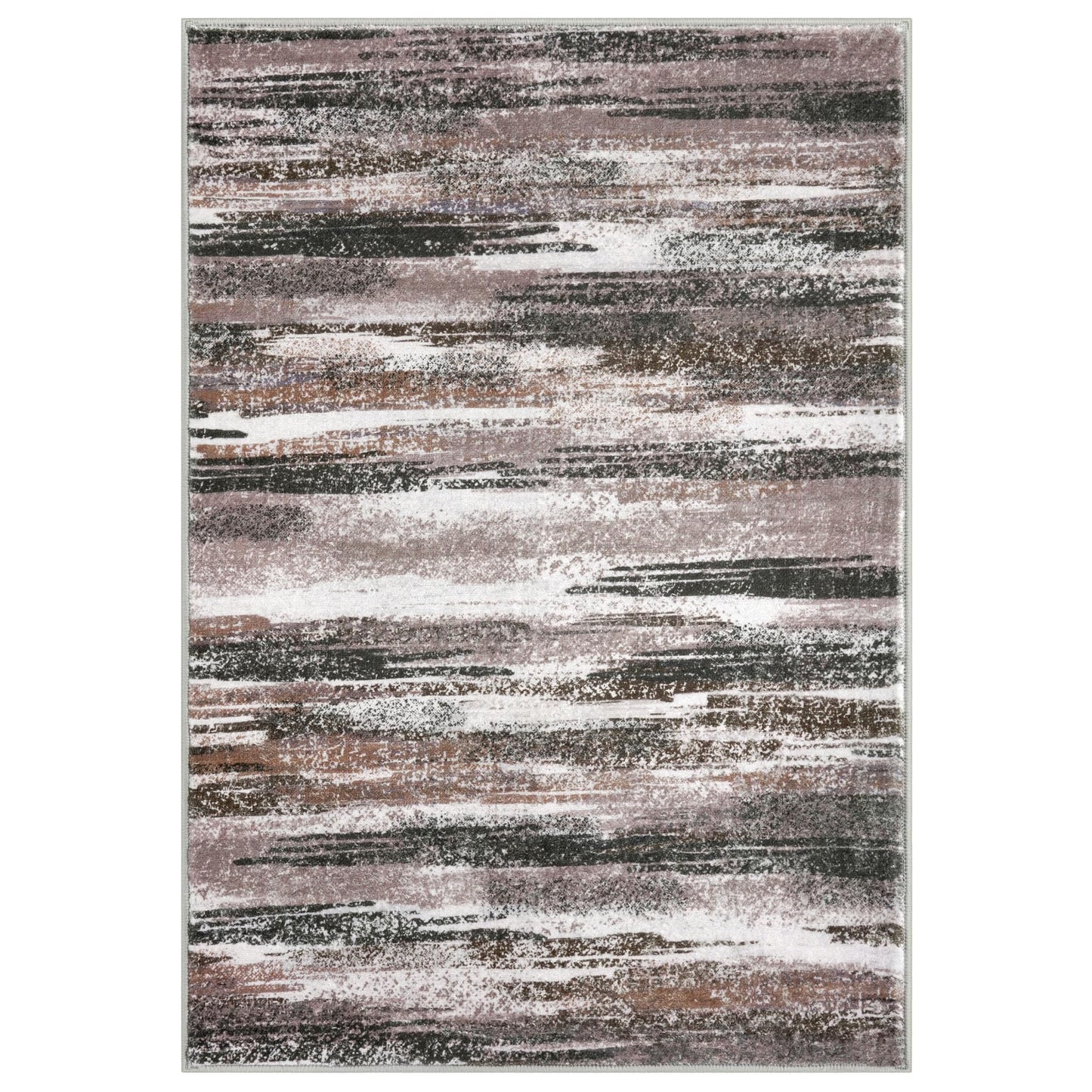 Lansny Modern Abstract Entryway Rug Indoor 2x3 Washable Rug Non-Slip Soft Small Area Rug Dark Light Brown White Kitchen Mats Thin Print Faux Wool Floor Carpet Throw Rugs Backdoor Mat for Entry