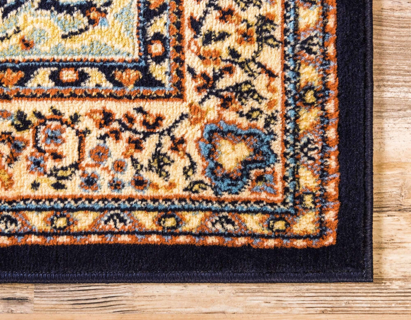 Unique Loom Reza Collection Traditional Persian Style Area Rug, 6 x 9 ft, Navy Blue/Ivory