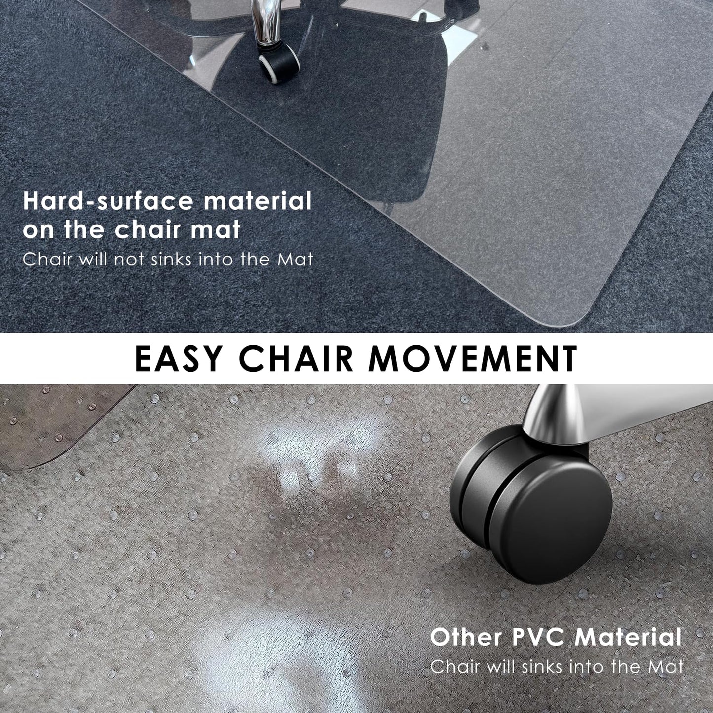Kuyal 1/5" Thick Office Chair Mat, 32" x48" Heavy Duty Hard Computer Chair Mat, Under Desk Protector Carpeted Floors Mats, Easy Chair Movement, Can be Used on Carpet or Hard Floor, Ship Flat