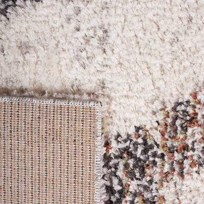 SAFAVIEH Area Rug 8x10 - Jericho Shag Collection - Large - Ivory & Black, Moroccan Boho Design, Non-Shedding & Easy Cleaning, Plush Thick Pile, Ideal for Living Room, Bedroom, Dining Space (JER102A)