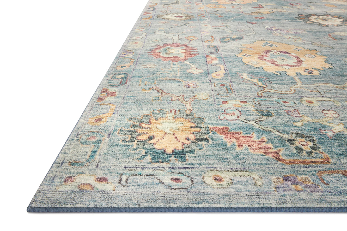 Loloi Margot Collection MAT-06 Denim/Multi 5'-0" x 7'-6" Area Rug feat. CloudPile, No-Shed Easy Clean Large Patterned Area Rug for Living Room, Bedroom, Dining Area