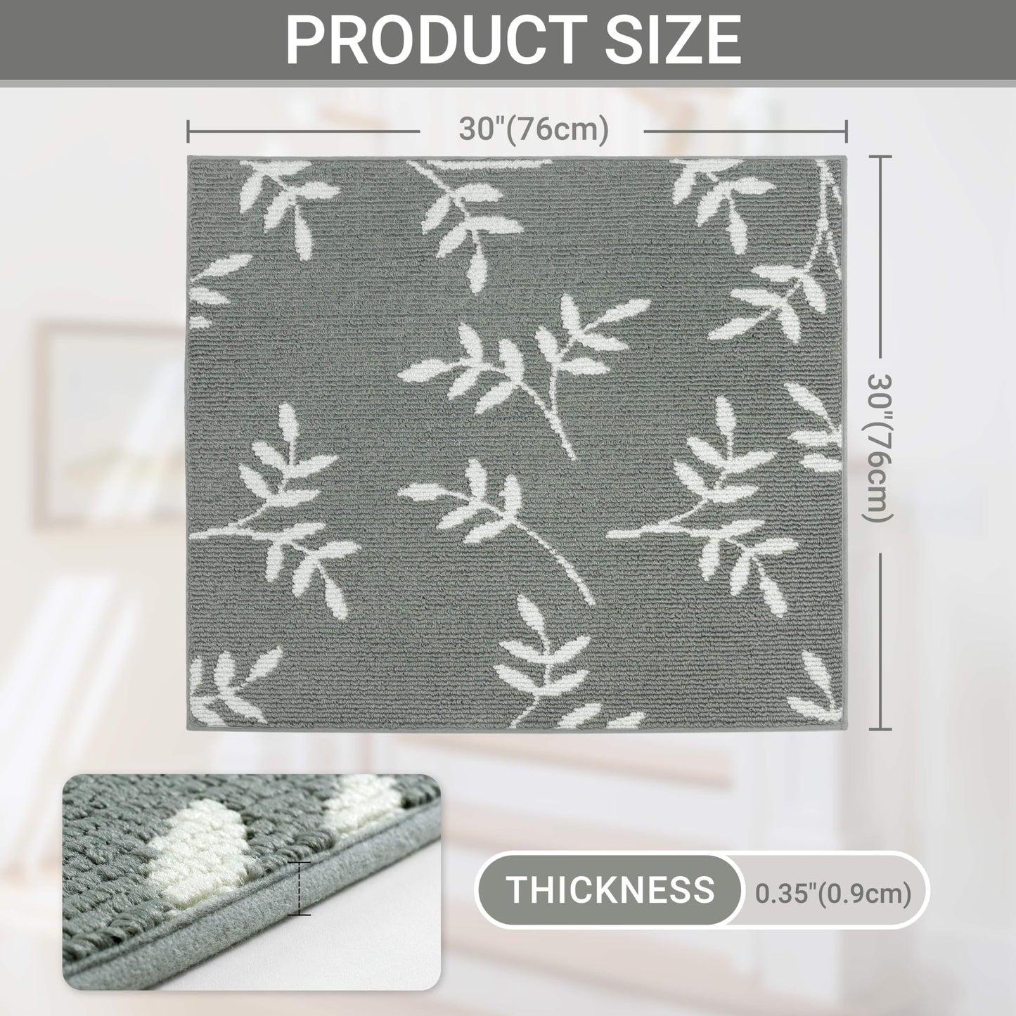 TANVILL Carpet Stair Treads, Non-Slip Landing Mat for Wooden Steps Indoor, 30"x 30" Peel and Stick Soft Stair Rugs for Pets Non Skid Wood Staircase Step Treads Reusable, Grey