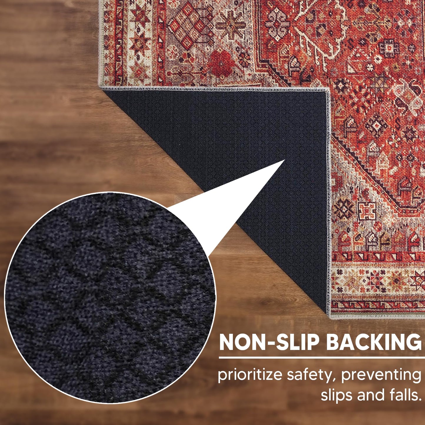 Keen Home Design 48"x72" Rug - Machine Washable Area Rug with Non-Slip Backing, Ideal for Living Room, Dining Room, Bedroom - Vintage, Easy Clean, Durable, Low Pile Rug - (4' x 6')