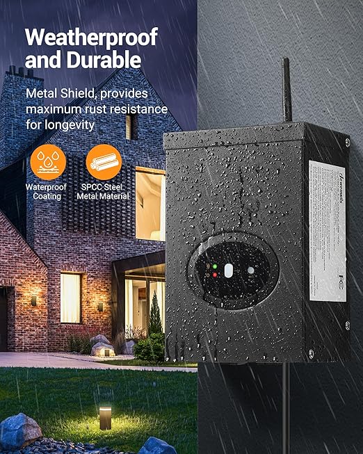 DEWENWILS 300W Smart Low Voltage Transformer, Compatible with Alexa and Google Home, 120V AC to 12V AC for LED Landscape Lights, Outdoor Lighting, ETL Listed, Waterproof, Schedule and Timer