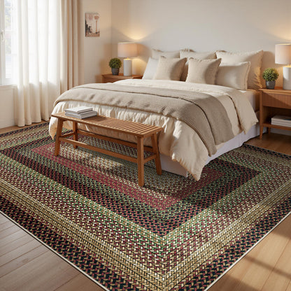 Ileading Faux Braided Area Rug 6'x9' Washable Farmhouse, No-Shed Non-Slip Woven Carpet, Pet Friendly Stain Resistant Jute Style Rug for Living Room Dining Bedroom Office