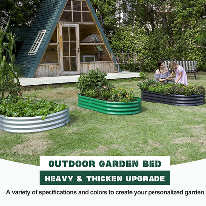 Land Guard 8×4×1 ft Galvanized Raised Garden Bed Kit，Raised Garden Boxes Outdoor, Oval Metal Raised Garden Beds for Vegetables……