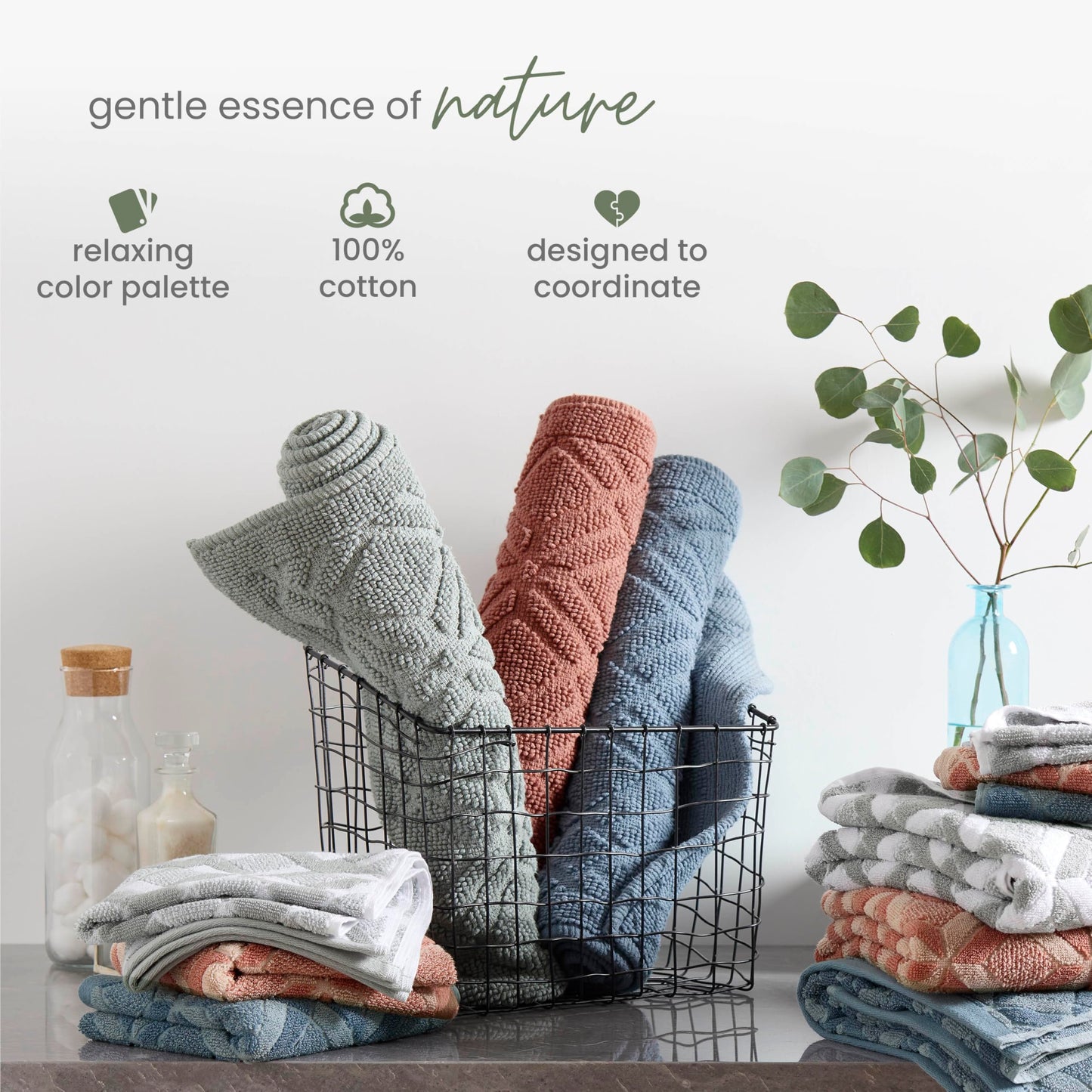 Martex Restore Geometric Bath Rug - Soft, Absorbent 100% Cotton with Plush Comfort and Non-Skid Backing - Sculpted Jacquard Design for a Spa-Inspired Bathroom - 20" x 32" – Grey