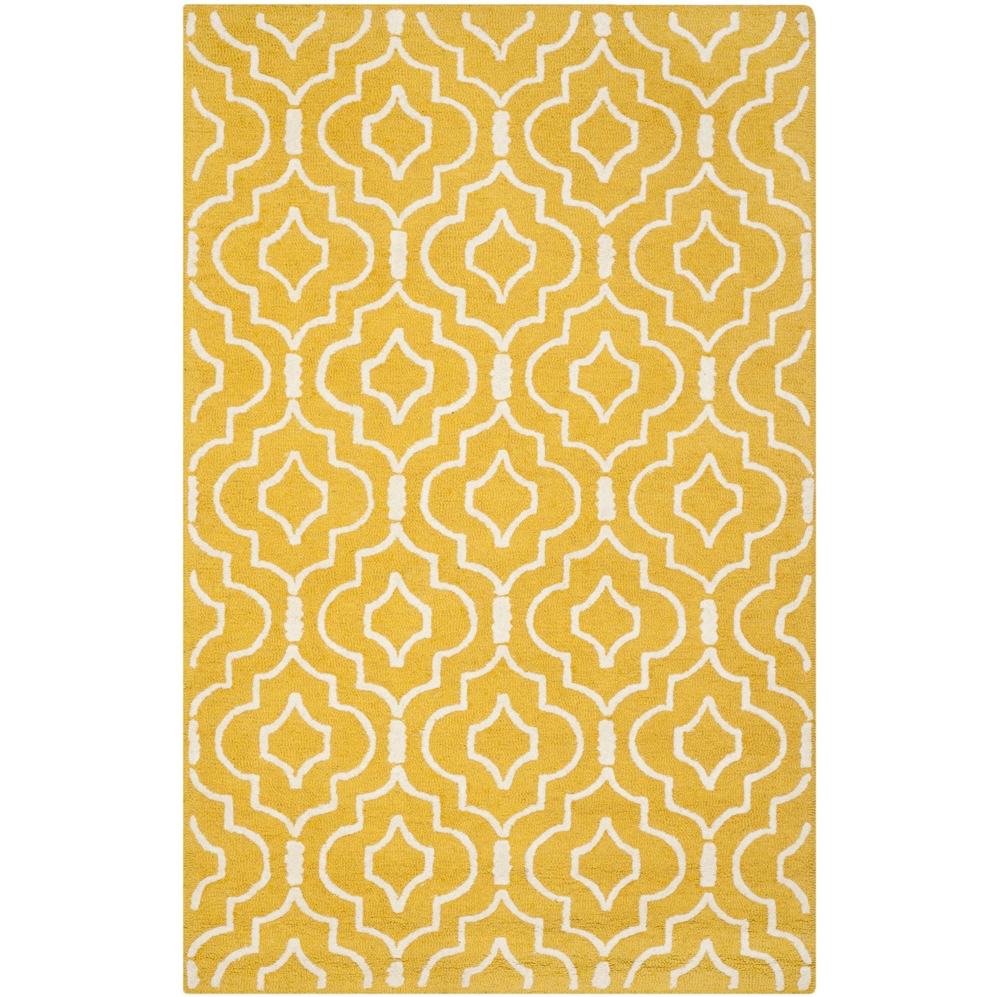 SAFAVIEH Cambridge Collection Accent Rug - 4' x 6', Gold & Ivory, Handmade Moroccan Wool, Ideal for High Traffic Areas in Entryway, Living Room, Bedroom (CAM141Q)