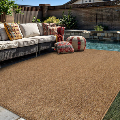 Rugshop Floral Indoor Outdoor Flat Woven Area Rug,Natural Jute-Style,Easy-Care Patio Rug for Backyard Porch Deck Balcony, 5' x 7' Natural/Jute