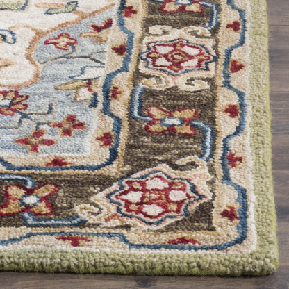SAFAVIEH Aspen Collection Runner Rug - 2'3" x 8', Sage & Brown, Handmade Boho Medallion Wool, Ideal for High Traffic Areas in Living Room, Bedroom (APN506A)