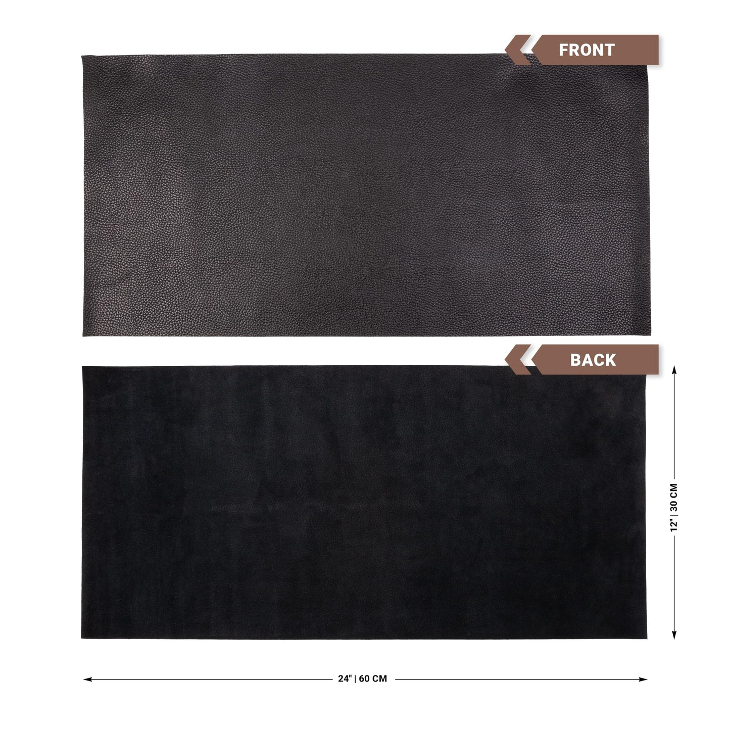 Shkira 24''X12'' Genuine Black Dotted Leather Sheets for Hobby Workshops - Tooling Square - 2.0MM Thick Genuine Top Full Grain Oil Tan - Thick Leather Pieces
