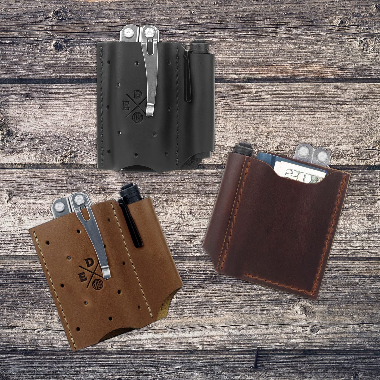 1791 EDC Pocket Organizer, Everyday Carry Pouch fits Knives, Multitools, Small Tools, Flashlight. American Leather. EDC Pocket Knife Sheath
