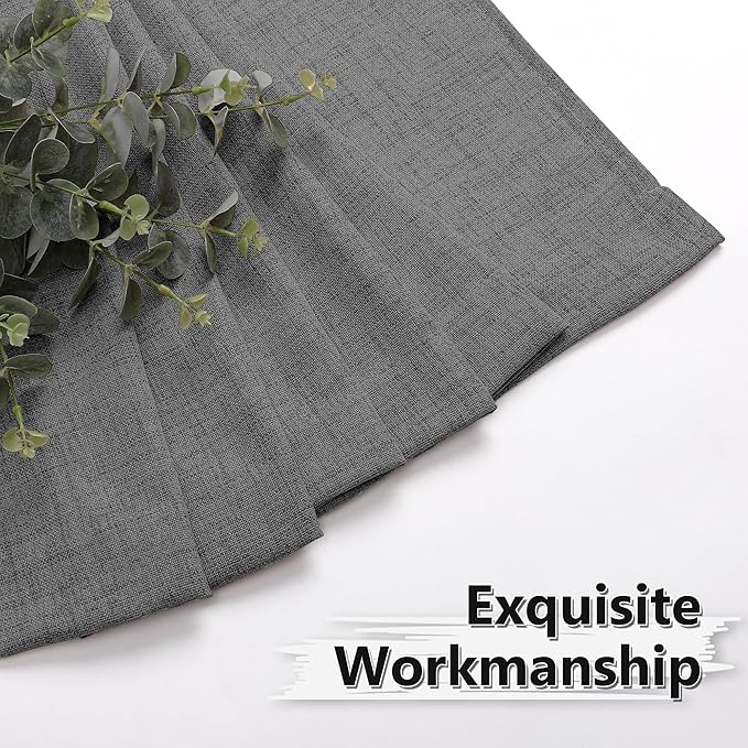 Tollpiz Linen Curtain Living Room Rod Pocket Semi Sheer Curtains Burlap Light Filtering Thick Linen Drape for Bedroom, 54 x 72 inches Long, Dark Grey, Set of 2 Panels