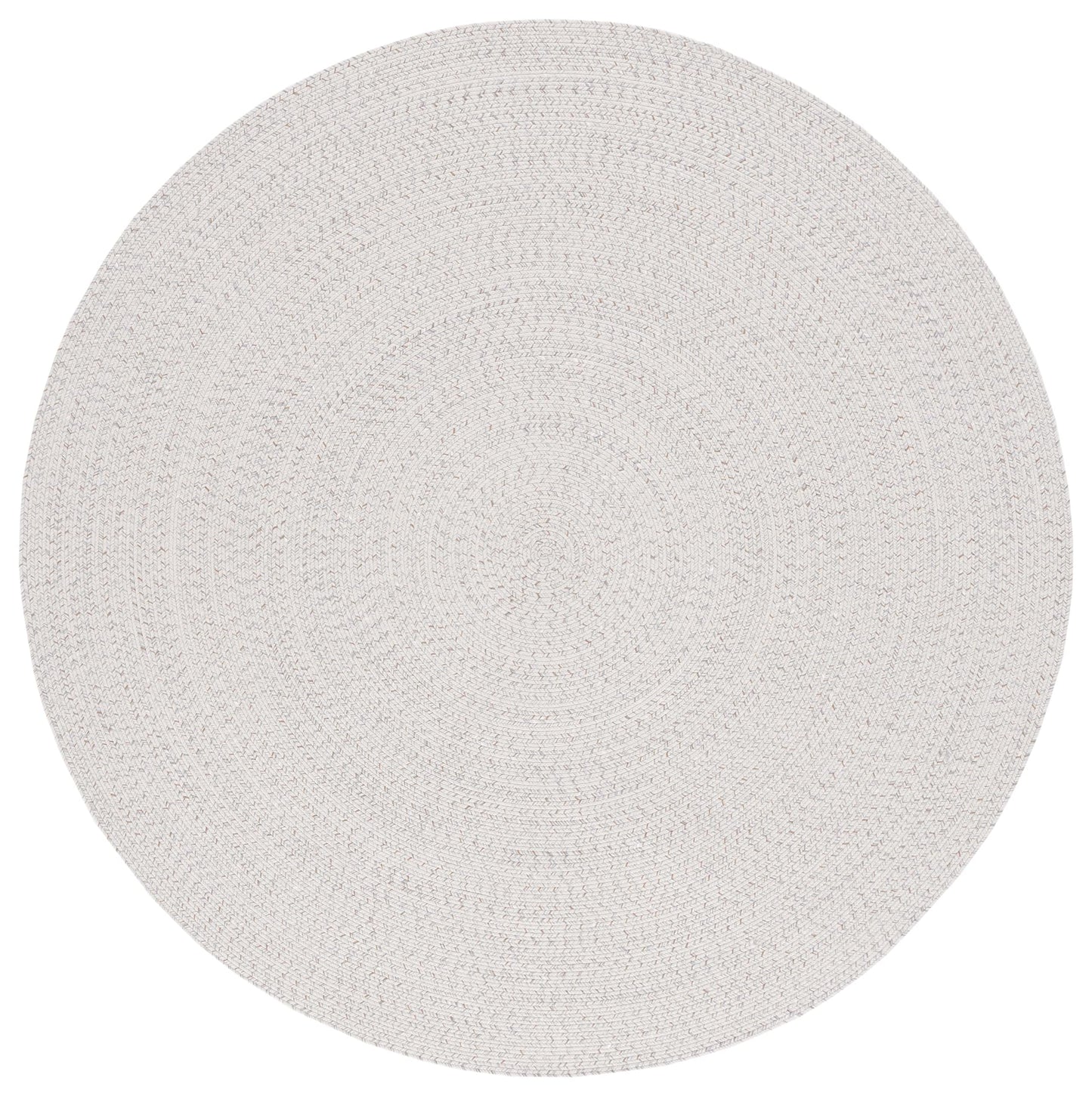 SAFAVIEH Washable Rug Outdoor Braided Collection - 7' Round, Ivory & Light Grey, Handmade & Reversible, Non-Shedding & Easy to Clean, Ideal for Patio, Backyard, Mudroom (BRA201A)
