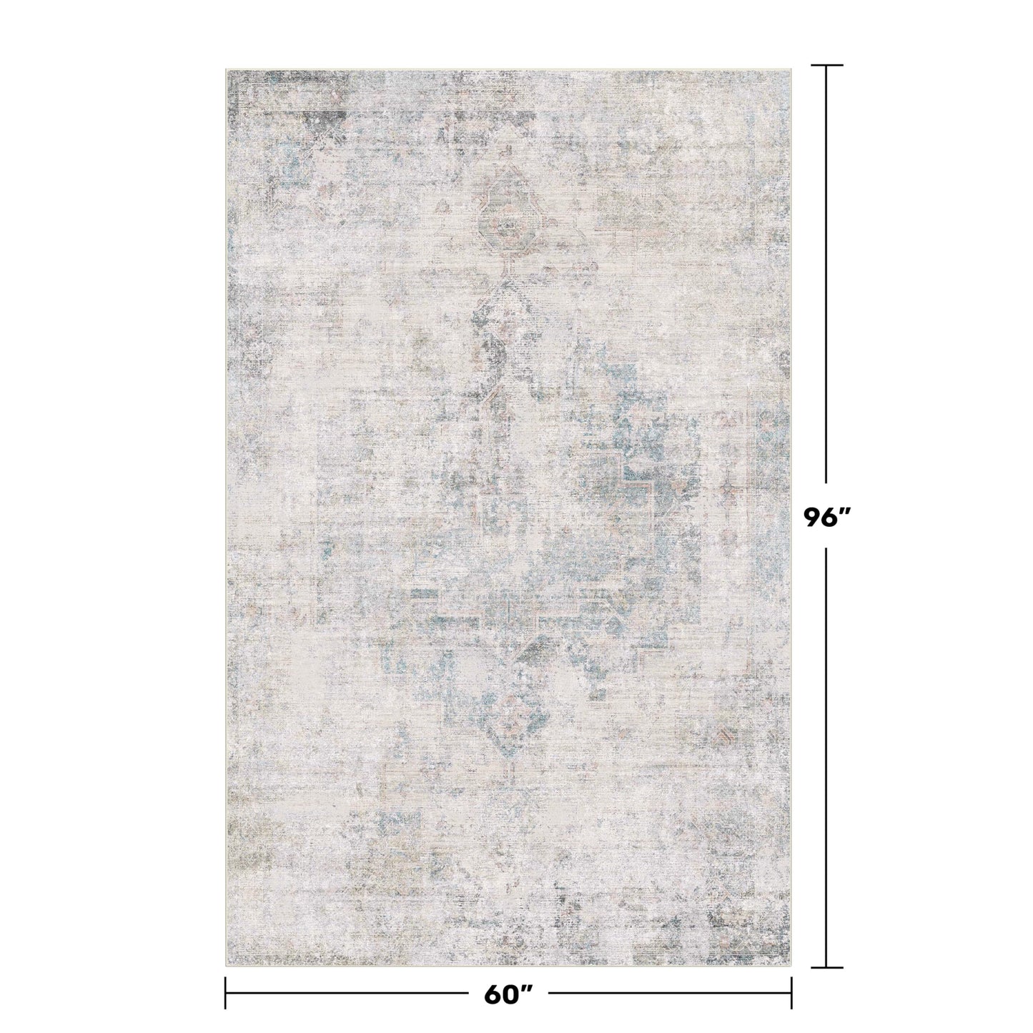 Hazo Haus Blue Abstract Rug for Dining Room - 5x8 Modern Area Rug for Home Office, Foyer, Bedroom, Low Pile & Lightweight