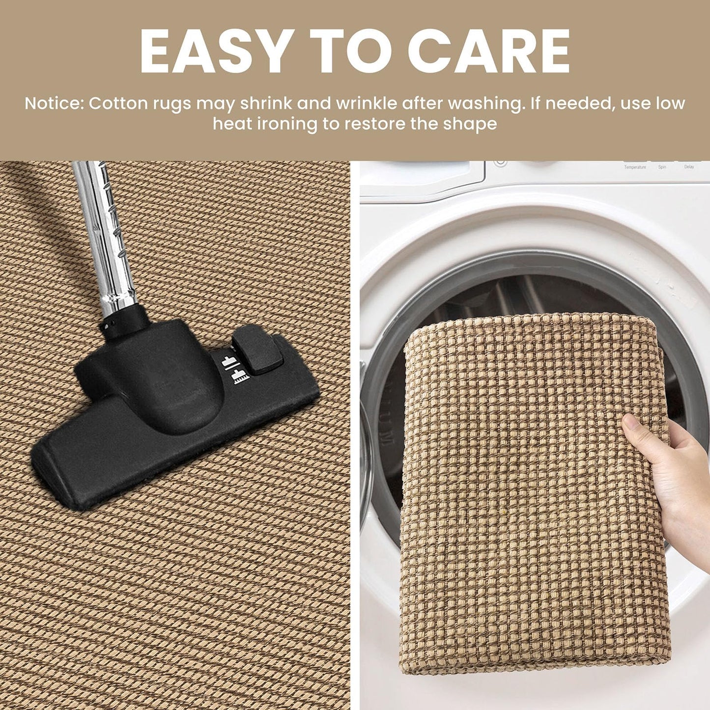 IOHOUZE Washable Area Rug 3x5 Non Slip Rubber Backed Rugs for Entryways Indoor Outdoor Doormat Woven Cotton Throw Rug Floor Carpet for Entrance Kitchen Living Room, Orange/Tan/Brown