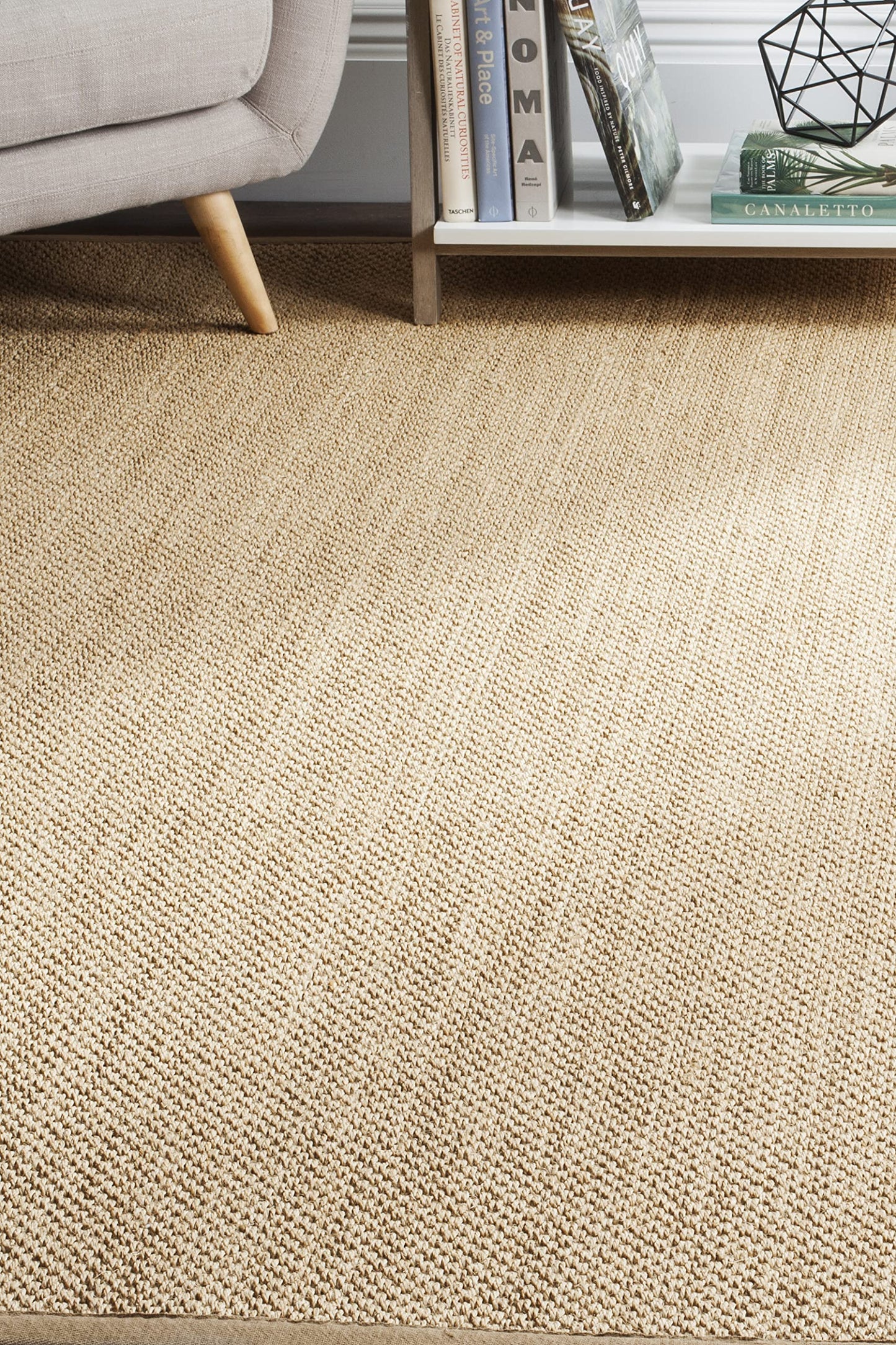 SAFAVIEH Area Rug 9x12 - Natural Fiber Collection - Large - Maize & Linen Color, Sisal, Woven Design with Border (NF141B)