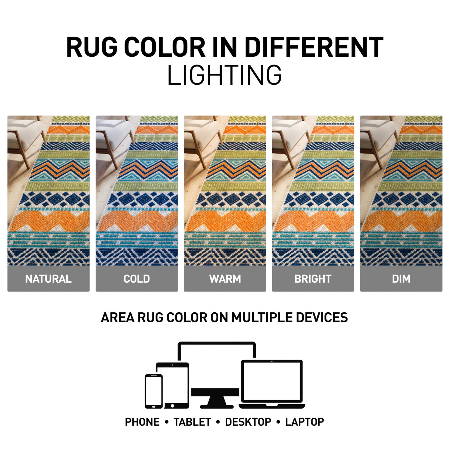 Rugshop Multi Marbella Boho Indoor/Outdoor Oval Area Rug for Patio, Deck, Balcony and Living Room Carpet 5' x 7' Oval