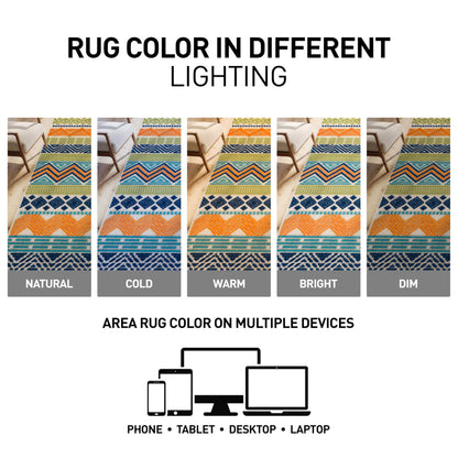 Rugshop Multi Marbella Boho Indoor/Outdoor Oval Area Rug for Patio, Deck, Balcony and Living Room Carpet 5' x 7' Oval