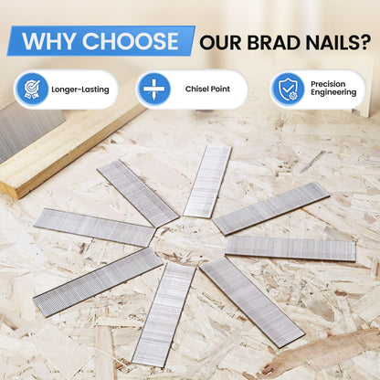 meite 18 Gauge Brad Nails, 1/2 Inch 18GA Brad Nails, 18G 304 Stainless Steel Small Finishing Nail Gun Nails for Pneumatic, Electric Brad Nailer Gun (2,000 Counts)