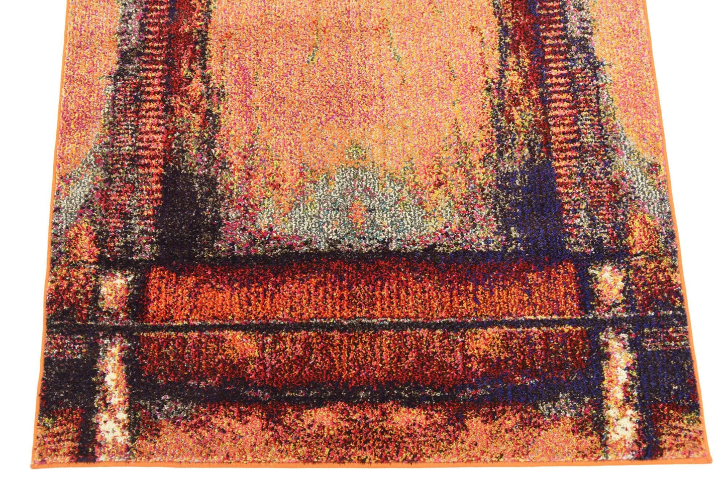 Unique Loom Estrella Collection Rustic, Distressed, Modern, Abstract Area Rug (3' 3 x 5' 3 Rectangular, Orange/Black)