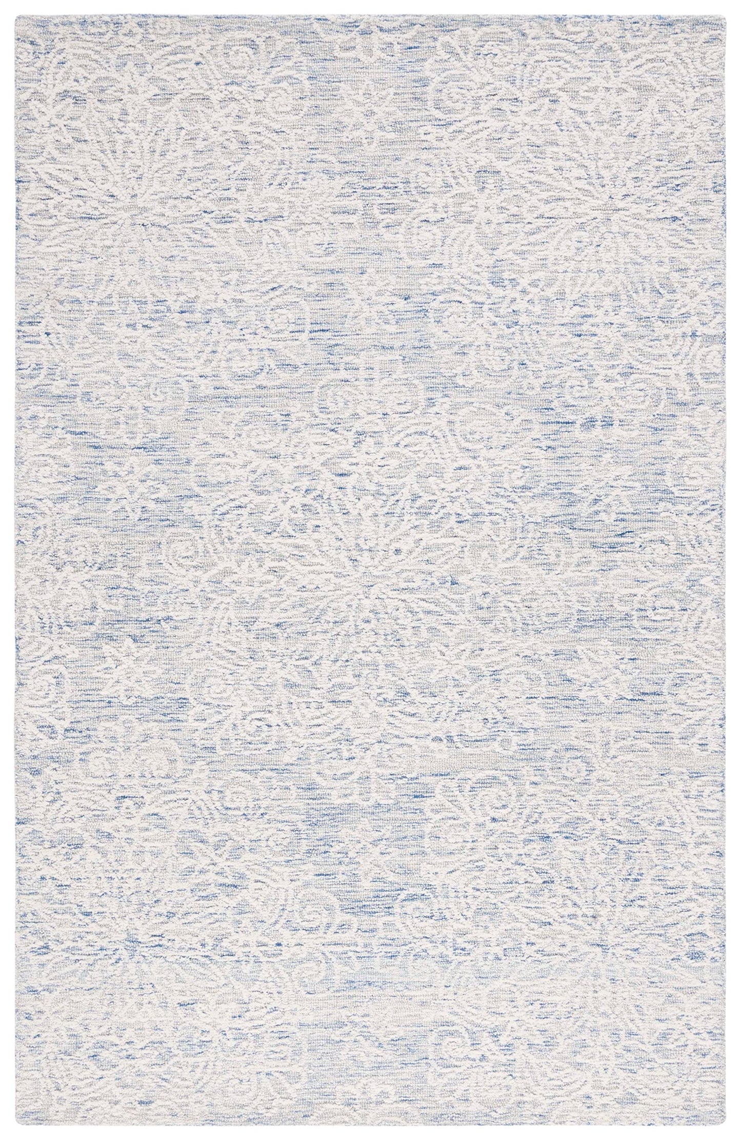 SAFAVIEH Metro Collection Accent Rug - 4' x 6', Blue & Ivory, Handmade Floral Wool, Ideal for High Traffic Areas in Entryway, Living Room, Bedroom (MET885M)