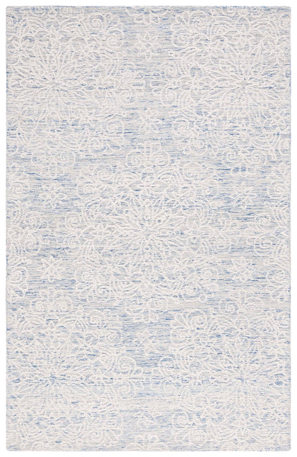 SAFAVIEH Metro Collection Accent Rug - 4' x 6', Blue & Ivory, Handmade Floral Wool, Ideal for High Traffic Areas in Entryway, Living Room, Bedroom (MET885M)