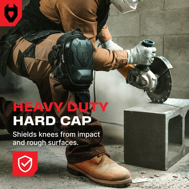 NoCry Professional Construction Knee Pads for Men and Women with Non-Slip Heavy Duty Cap and Ankle Support — Thick Foam and Gel Cushioning — Reinforced, Adjustable Straps and Military Grade Rivets