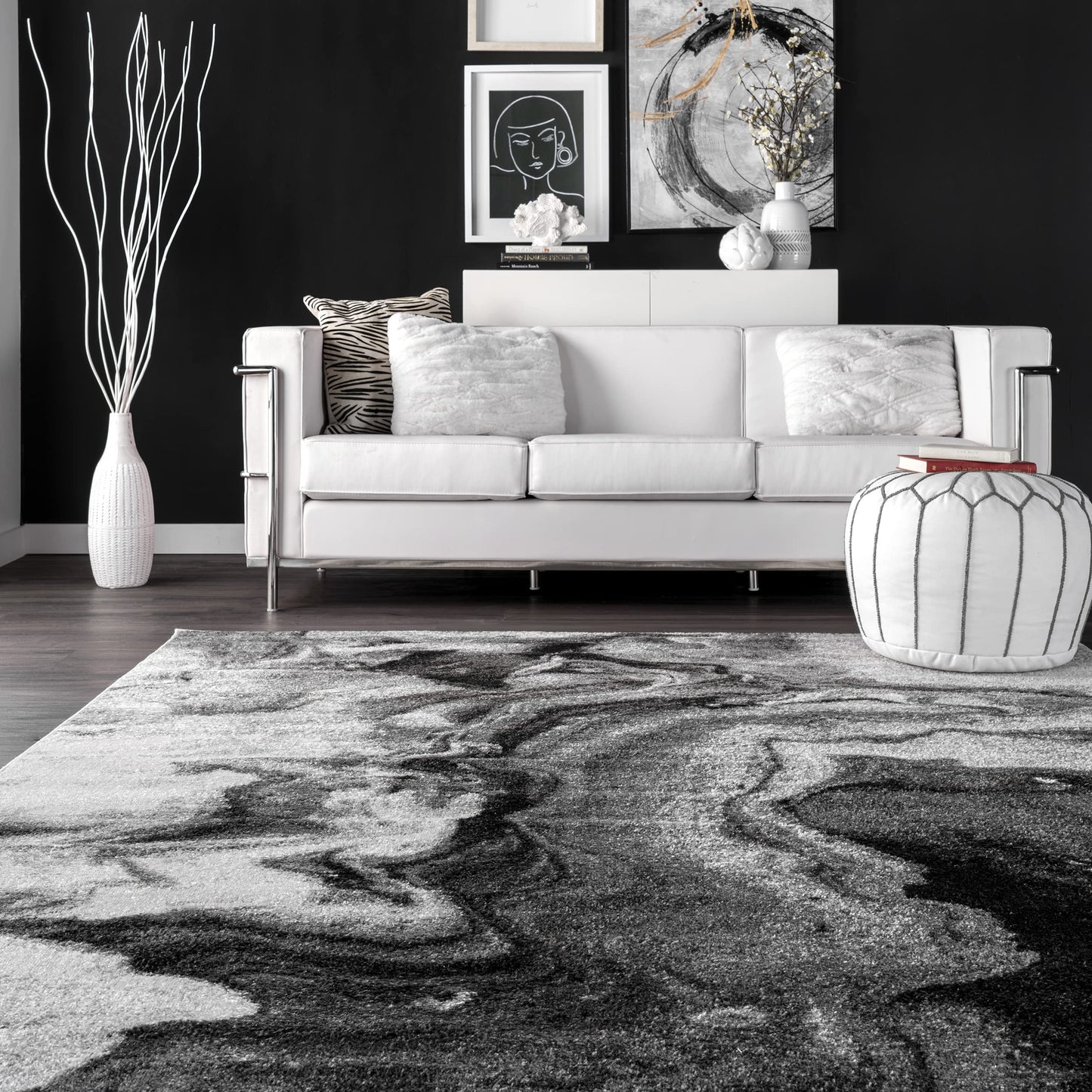 Nuloom Remona Grey/Ivory, 5' x 8', Modren Abstract, Soft and Cozy, High Traffic, Stain Resistant, Easy Clean, Durable Area Rug for Bedroom, Living Room, Dining Space, Den, Foyer, Entryway