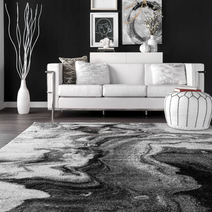 Nuloom Remona Grey/Ivory, 5' x 8', Modren Abstract, Soft and Cozy, High Traffic, Stain Resistant, Easy Clean, Durable Area Rug for Bedroom, Living Room, Dining Space, Den, Foyer, Entryway