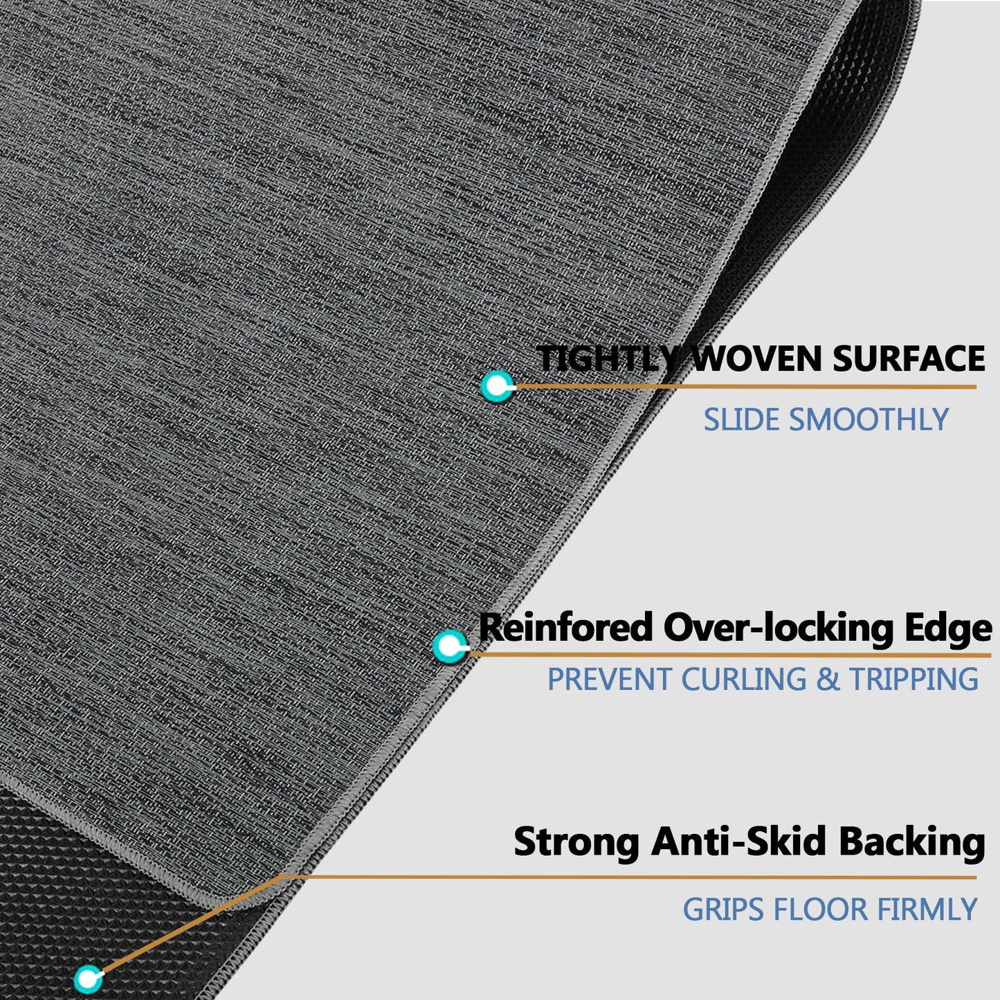 RccugmatS Chair Mat for Hardwood & Tile Floor, 47" x 52" Heavy Duty Office Chair Mat for Rolling Chairs Easy Glide, Anti Slip, Non-Curve, Floor Protector for Home Office, Graphite Texture