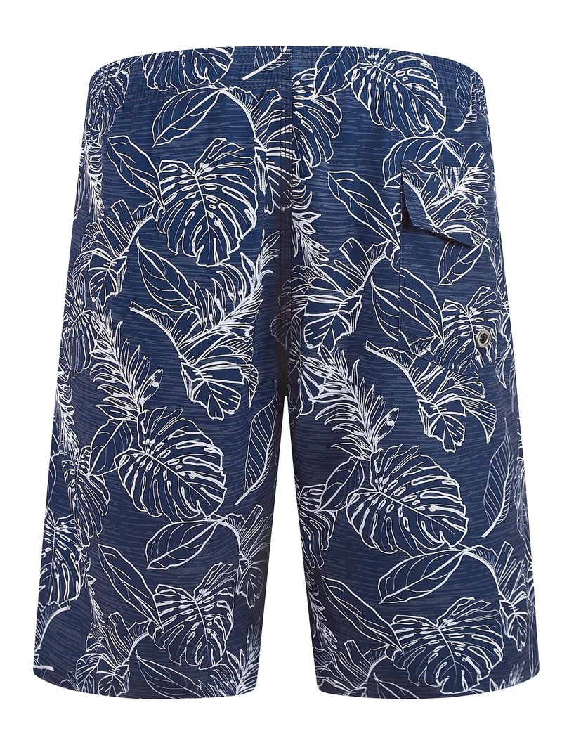 ELETOP Men's Swim Trunks Quick Dry Bathing Suit Swimming Board Shorts Mesh Lining Beach Swimwear Palm Leaf Blue S