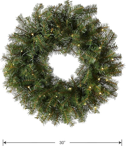 National Tree Company Pre-Lit Artificial Christmas Wreath, Green, Norwood Fir, White Lights, Christmas Collection, 30 Inches