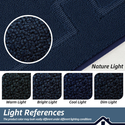 BEQHAUSE Door Mat 24" x 60", Non-Slip Door Mats Indoor Entryway Rugs Washable Low-Profile Absorbent and Stain Resist Floor Mats, Dog Door Mat for Front Back Door, Mud Wet Shoes & Paws, Navy Blue