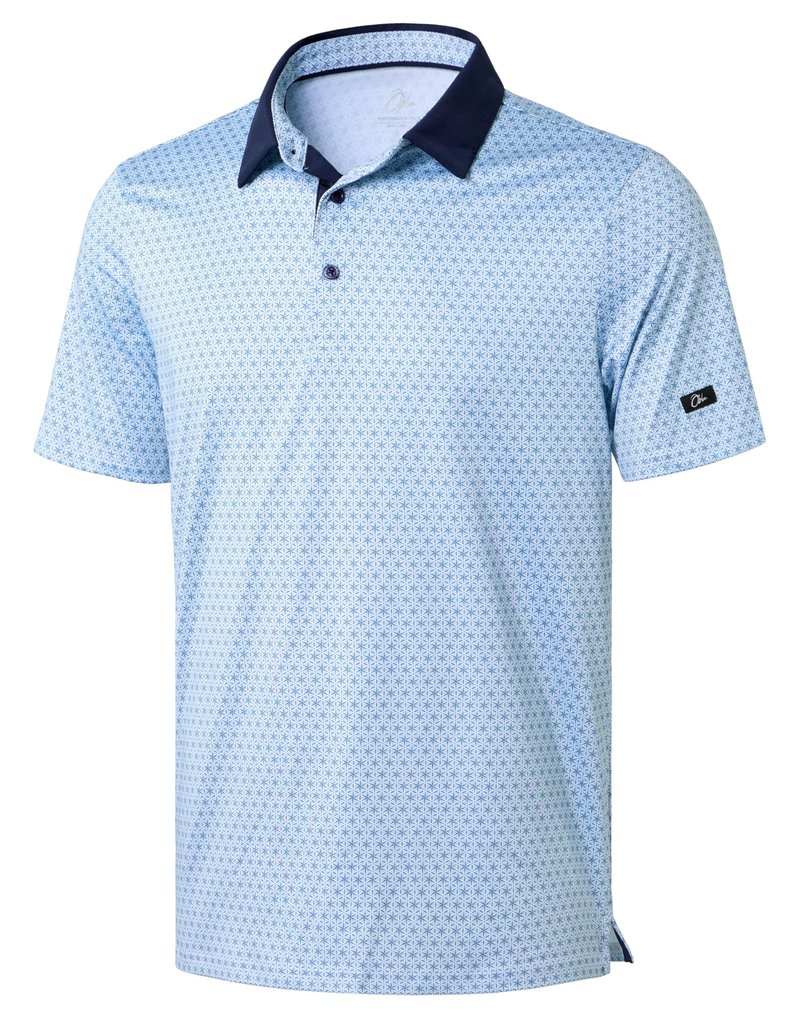 Obla Mens Golf Polo Shirts Short Sleeve Dry Fit Performance Moisture Wicking Casual Print Collared Golf Shirts for Men(Blue Flower_4XL)