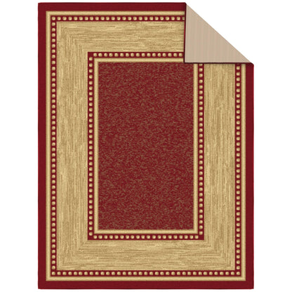 Ottomanson Area Rug 5' x 6'6" – Non Slip Rubber Backed Indoor Rug for Living Room, Bedroom, Dining Room, Low Pile Floor Carpet, Durable Accent Area Rug, Border Red