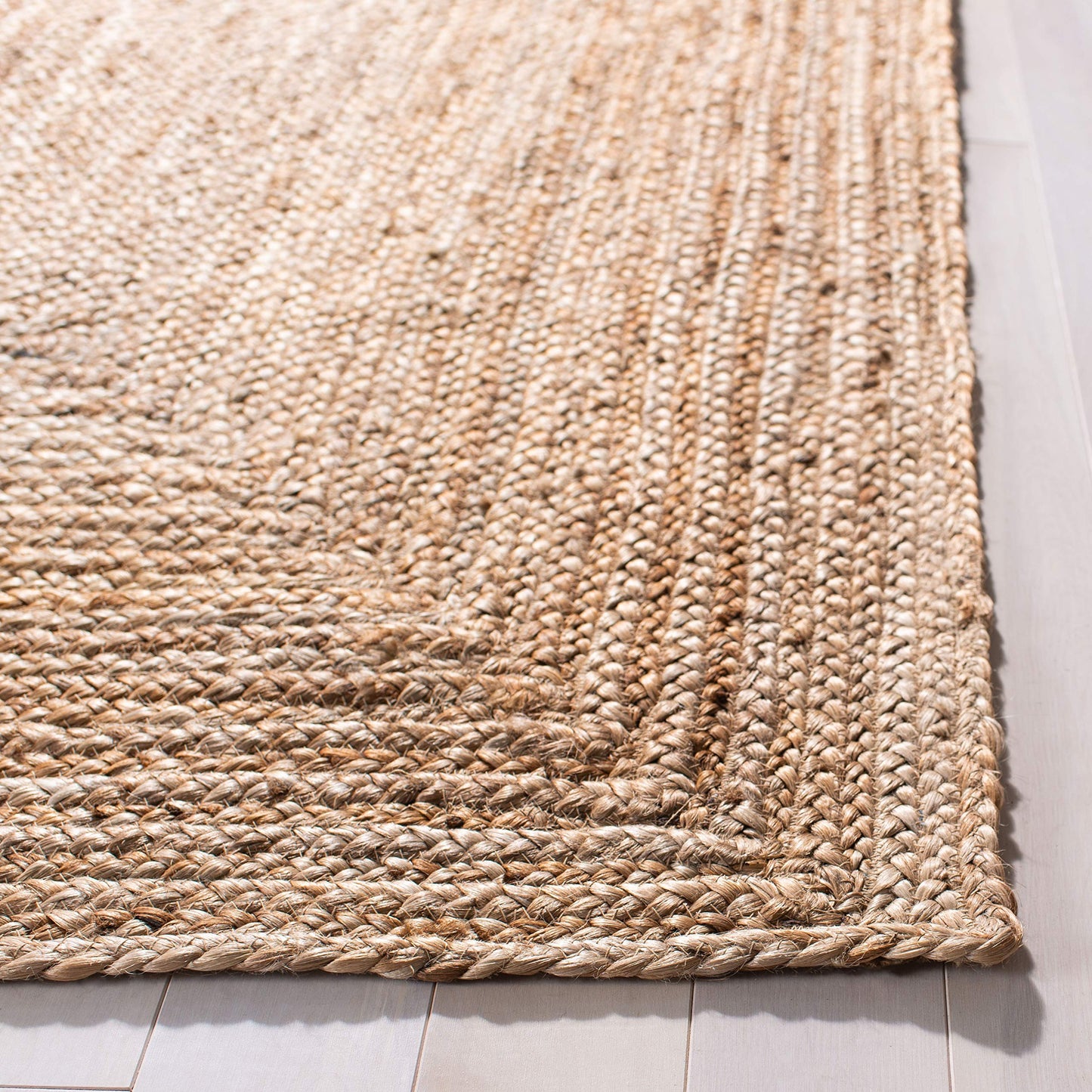 SAFAVIEH Area Rug 7' Square - Cape Cod Collection- Natural Brown, Handmade Braided Flat Weave Jute (CAP252A)