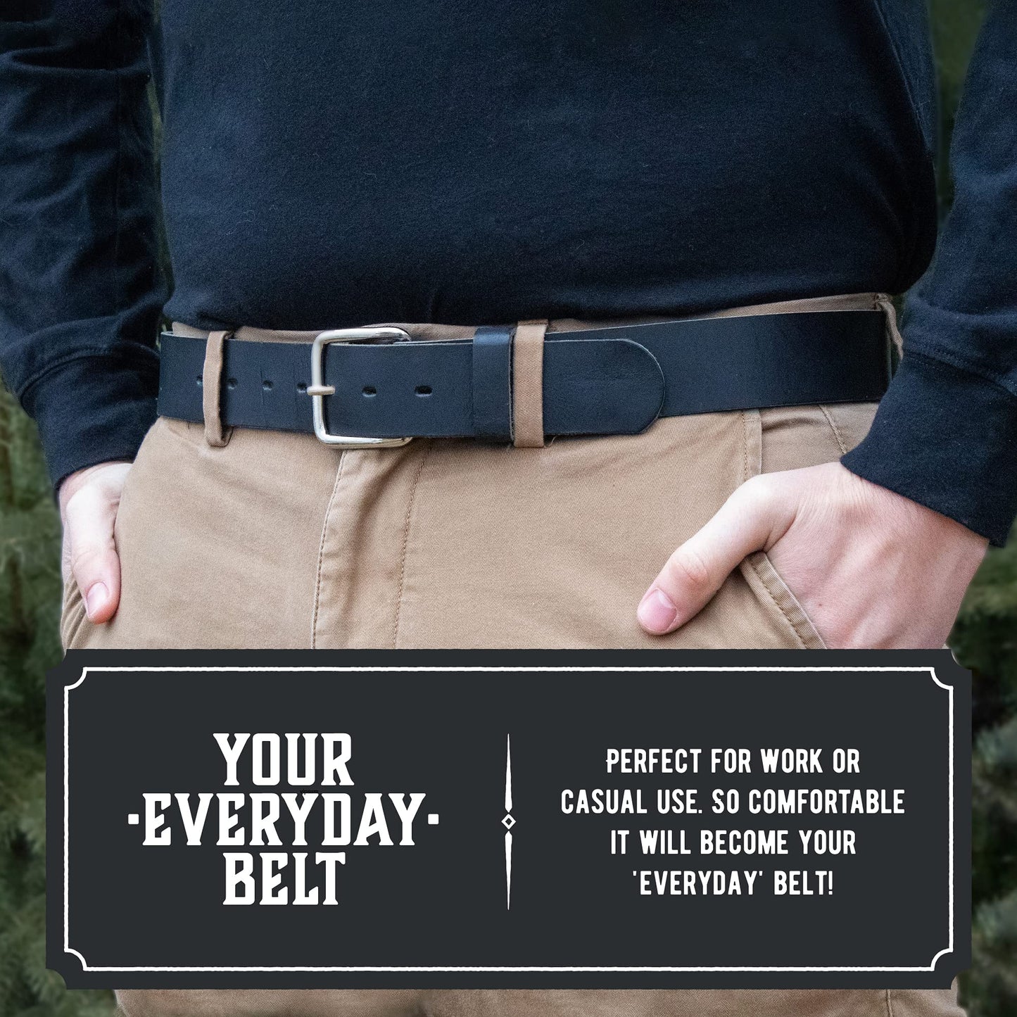 Main Street Forge Journeyman Leather Belt | Made in USA | Black w/Silver Buckle | Size 38