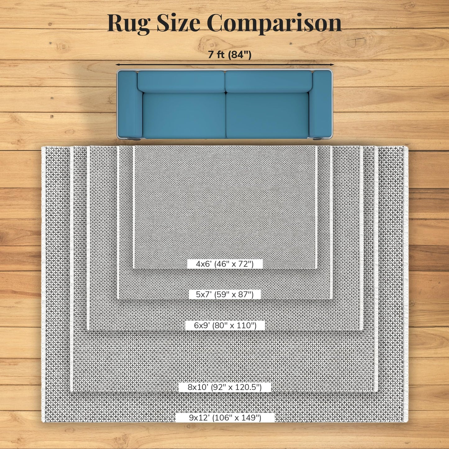 LUXE WEAVERS Solid Machine Woven White Dark Gray 4x6 Area Rug, Indoor Stain-Resistant Carpet