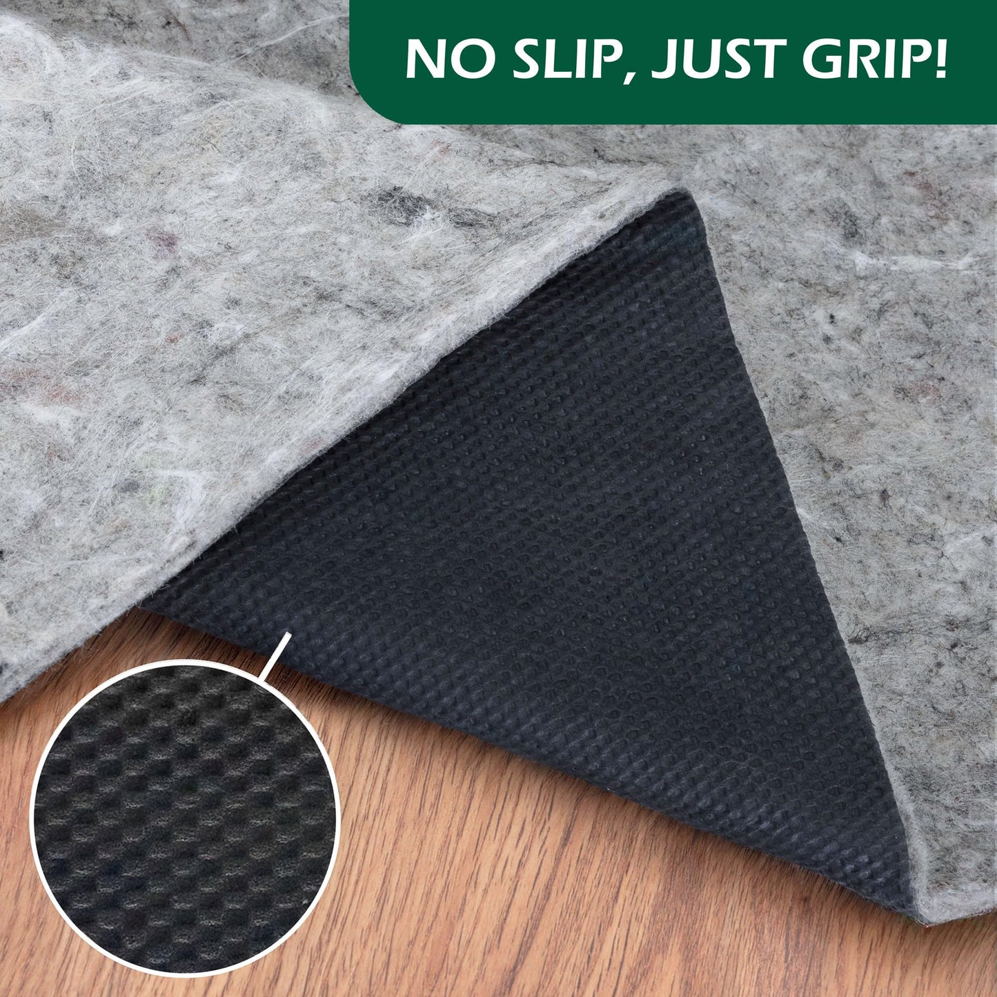 GATORGRIP Non-Slip Rug Pad, 8x10, 0.13 inch, Felt Cushion with Real Rubber Backing, Made in the USA, Great for Wood, Stone, Porcelain and Ceramic Tile, or Laminate