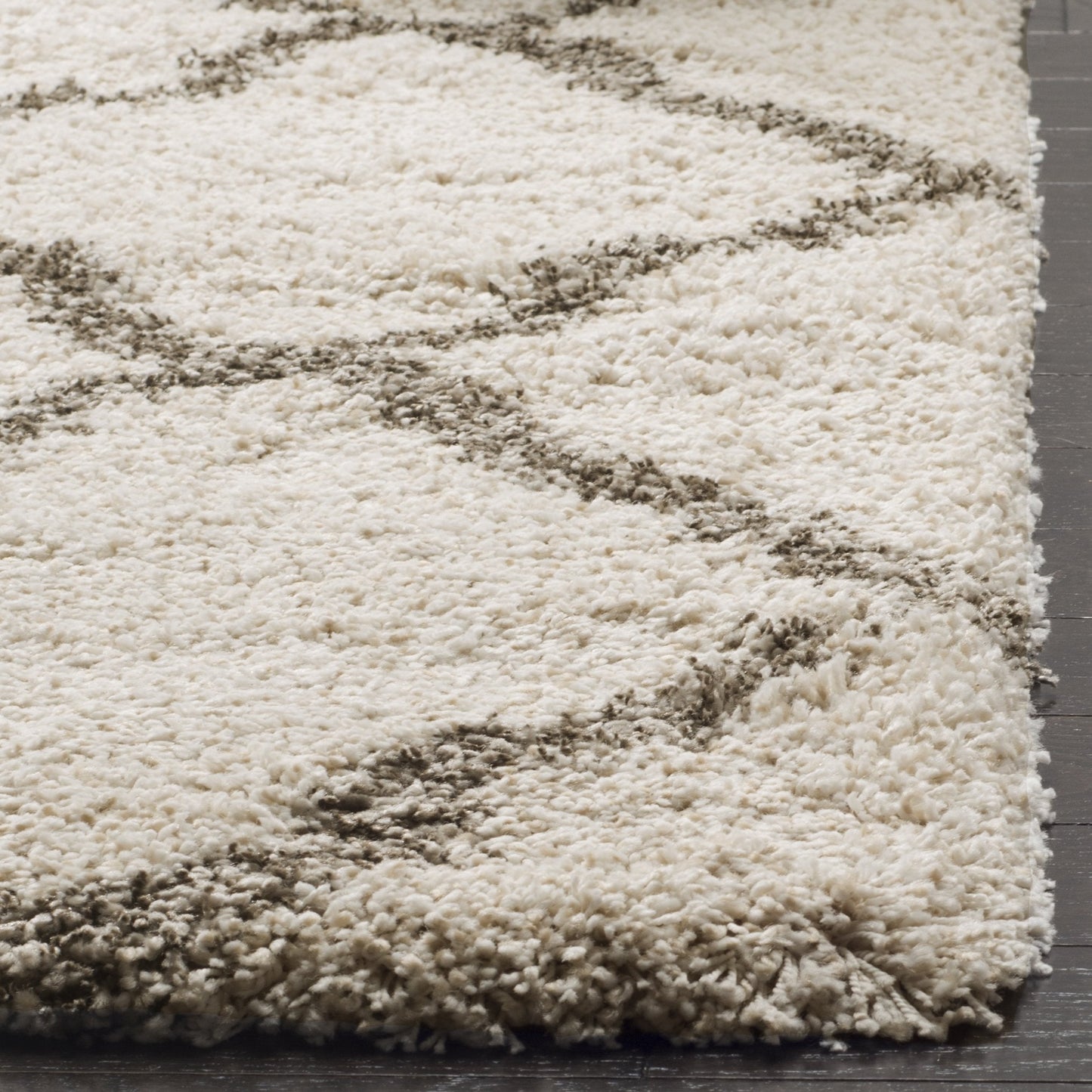 SAFAVIEH Hudson Shag Collection Area Rug - 9' x 12', Ivory & Grey, Moroccan Trellis Design, Non-Shedding & Easy Care, 2-inch Thick Ideal for High Traffic Areas in Living Room, Bedroom (SGH283A)