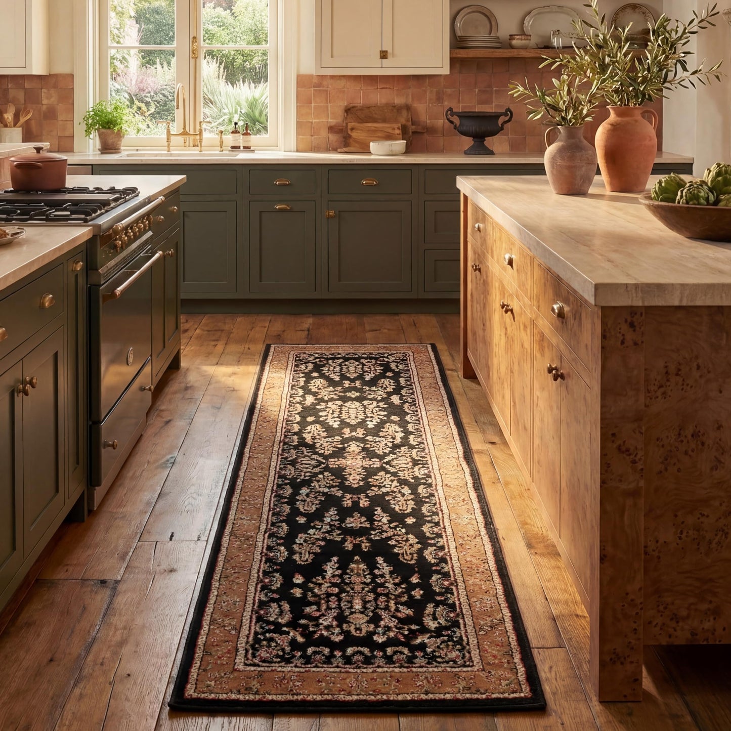 SAFAVIEH Lyndhurst Collection Runner Rug - 2'3" x 16', Black & Tan, Traditional Oriental Design, Non-Shedding & Easy to Clean, Ideal for Hallway, Foyer, Entryway, Kitchen (LNH331D)