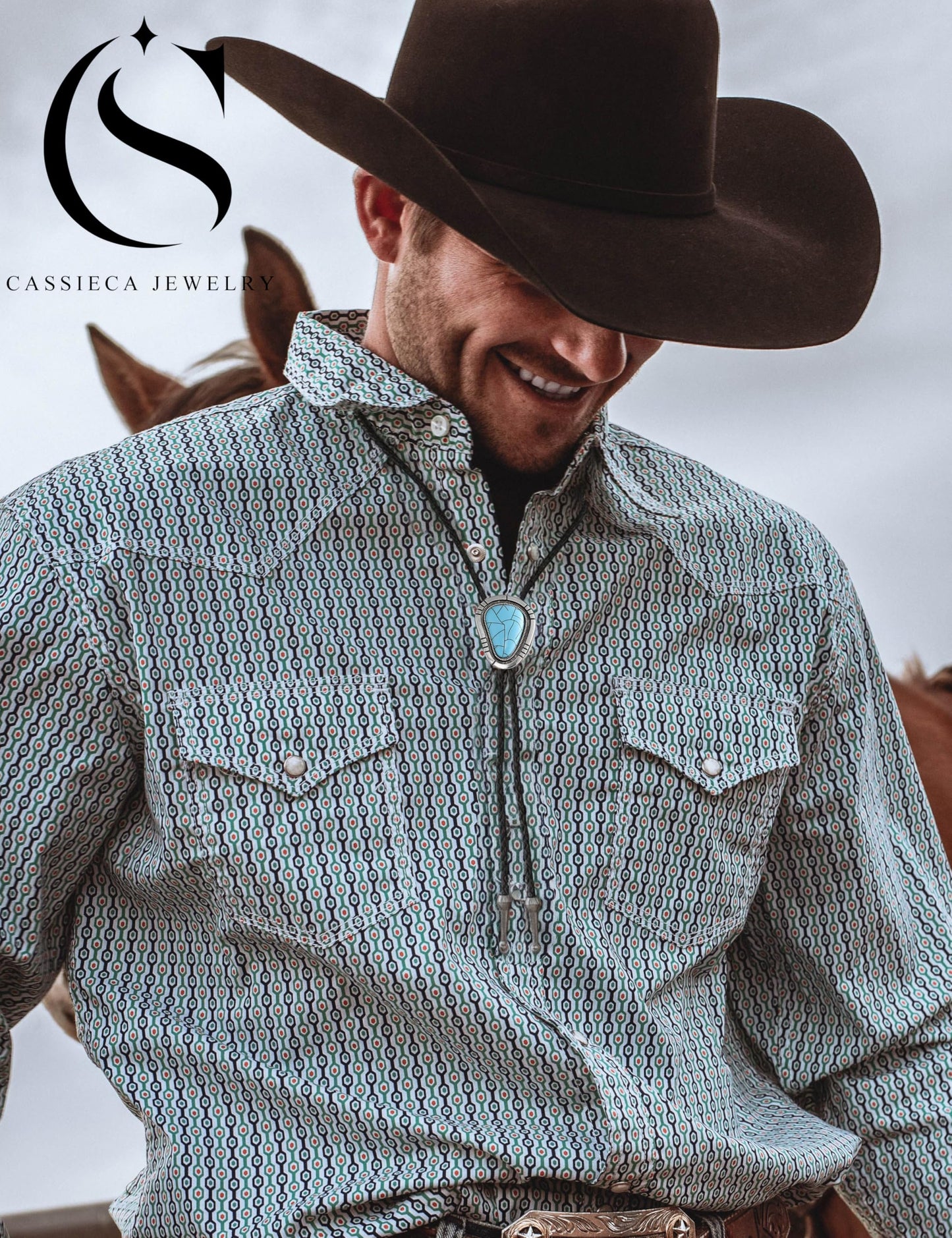 CASSIECA 4Pcs Handmade Bolo Tie for Men Western Cowboy Leather Necktie Halloween Costume Accessories for Men Women
